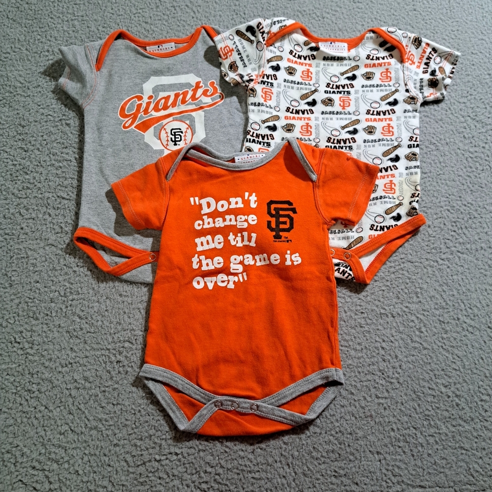Genuine Merchandise San Francisco Giants Lot of 3 Unisex Bodysuits / Size 12M